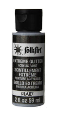 Folkart Extreme Glitter Multi Surface Paints Black - Al Masam Stationery LLC