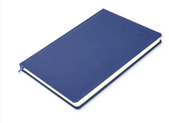 FIS Golden Diary 2024 A5 (Arabic/English) Italian PU, 1 Side Padded, Sewn, Blue - Al Masam Stationery LLC