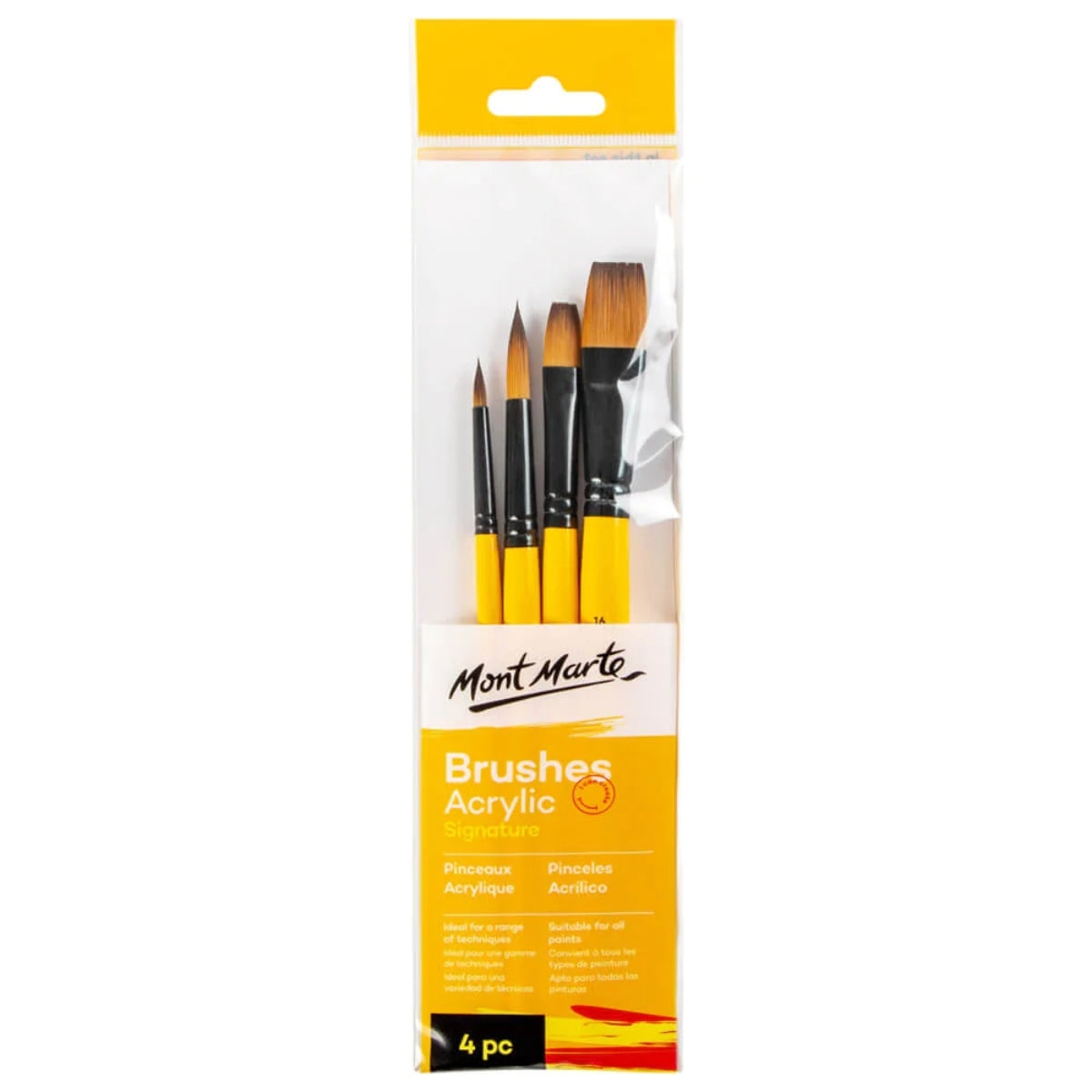 Mont Marte Gallery Series Brush Set Acrylic - 4pc - (BMHS0009) - Al Masam Stationery LLC Main image