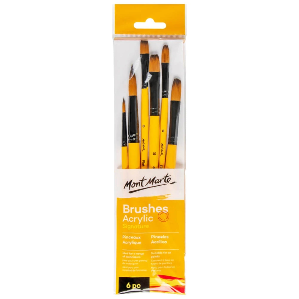 Mont Marte Gallery Series Brush Set Acrylic 6pc - Al Masam Stationery LLC Main image