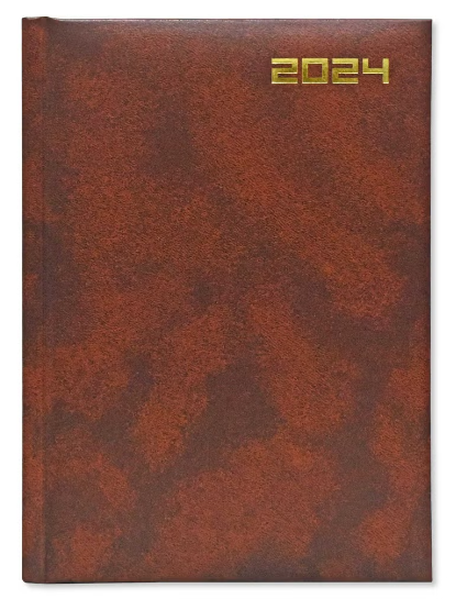 FIS A5 Diary 2024 English (Saturday &amp; Sunday Combined) Brown - Al Masam Stationery LLC
