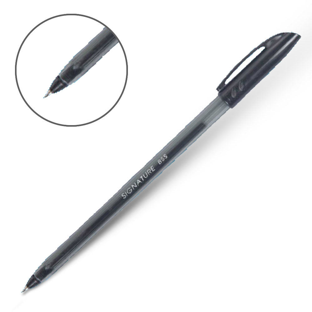 Signature BSS (0.8mm Tip Ball Point Pen) (BSS) - Black | Pack Containin 50 Piece - Al Masam Stationery LLC