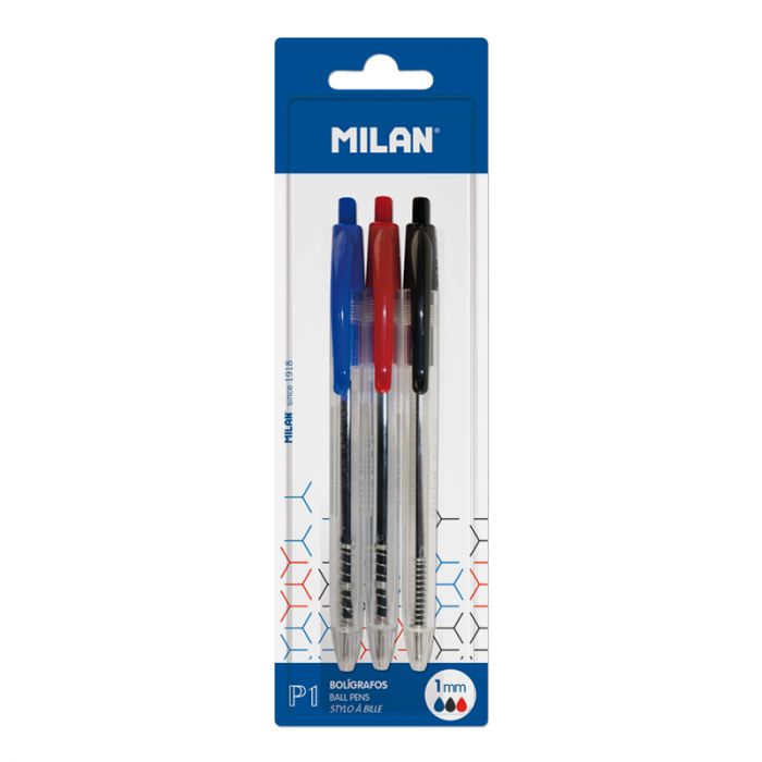 Milan Blue P1 Pens with Transparent Body - Al Masam Stationery LLC Main image