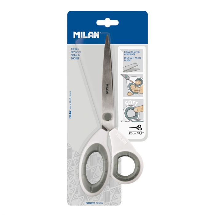 Blister pack white office scissors 22 cm Main image