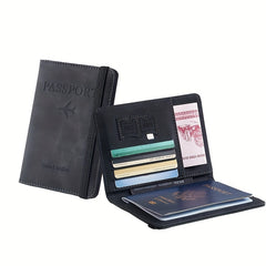 ELMAS 1pc RFID Passport Holder, Thin Passport Wallet, Leather Surface, Multi Functional Wallet, Travel Passport Holder, Cute Card Holder