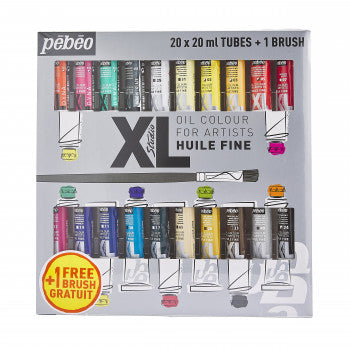 PEBEO XL FINE OIL SET 20 ASSORTED 20 ML TUBES WITH BRUSH - Al Masam Stationery LLC Main image