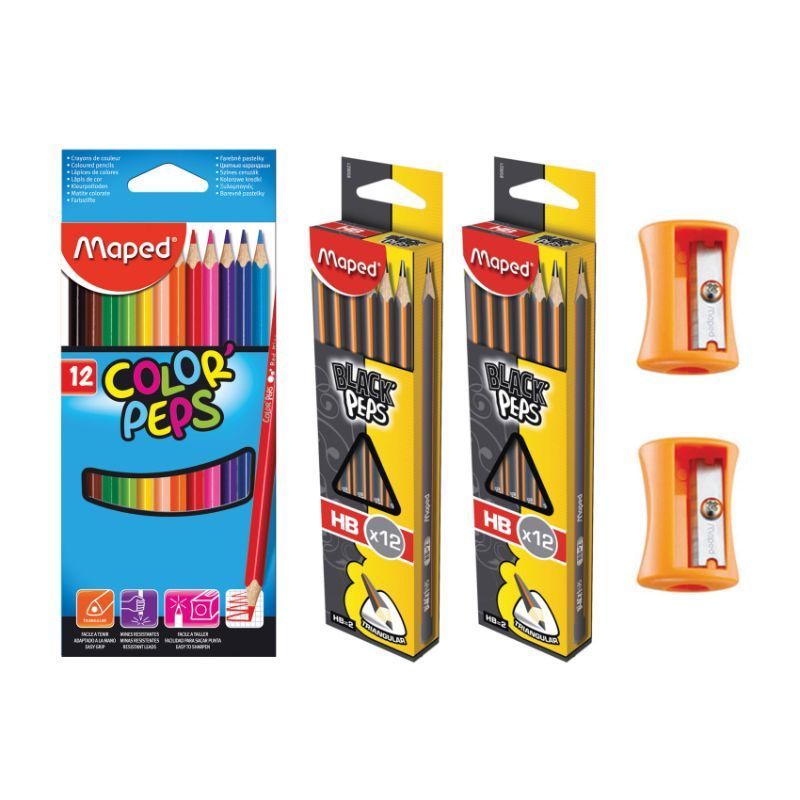 Maped Black Peps, Pencil & HB Sharpener Pack - Al Masam Stationery LLC Main image
