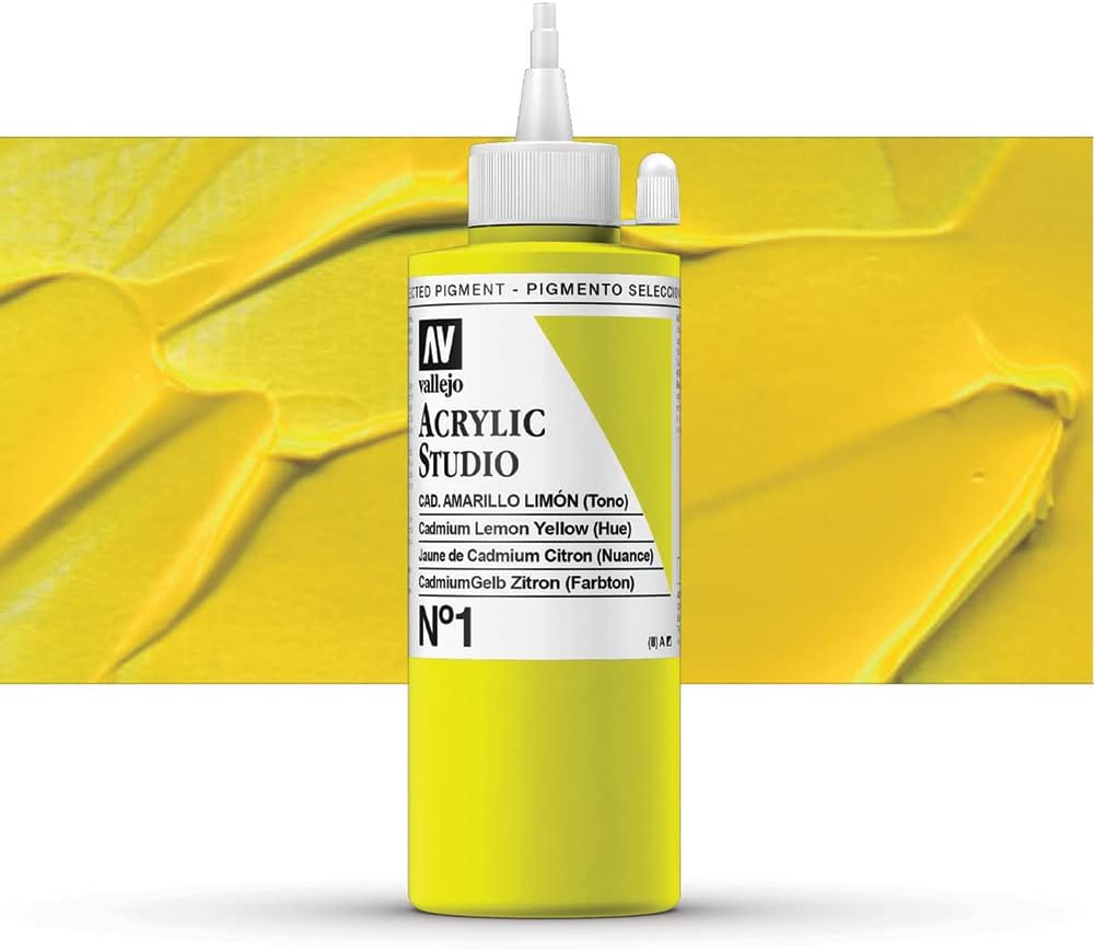 Vallejo ACRYLIC STUDIO 1: 200 ML. CADMIUM LEMON YELLOW (HUE) - Al Masam Stationery LLC