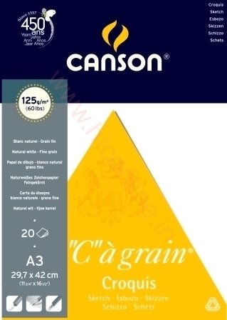 CANSON GRAPHIC ART PADS- C’A GRAIN PAD A3 224 GSM 20 SHEETS - Al Masam Stationery LLC Main image