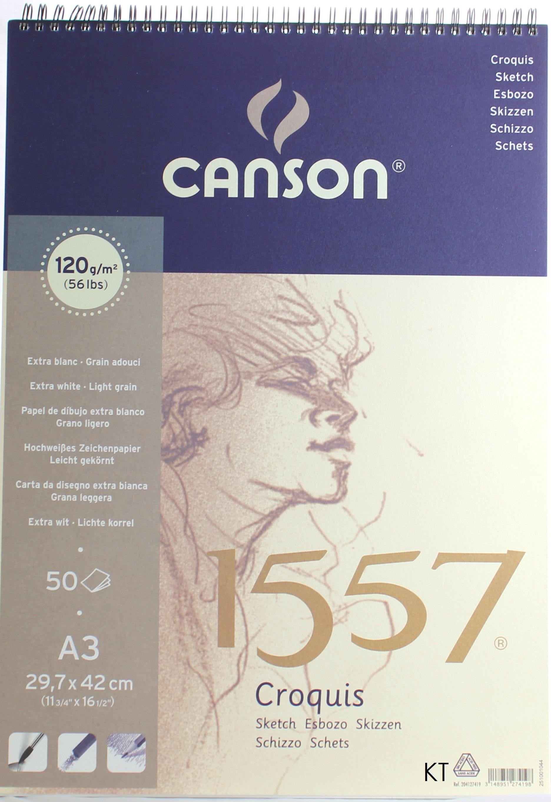 CANSON 1557 SPIRAL SKETCH PAD A3 120 GSM 50 SHEETS - Al Masam Stationery LLC Main image