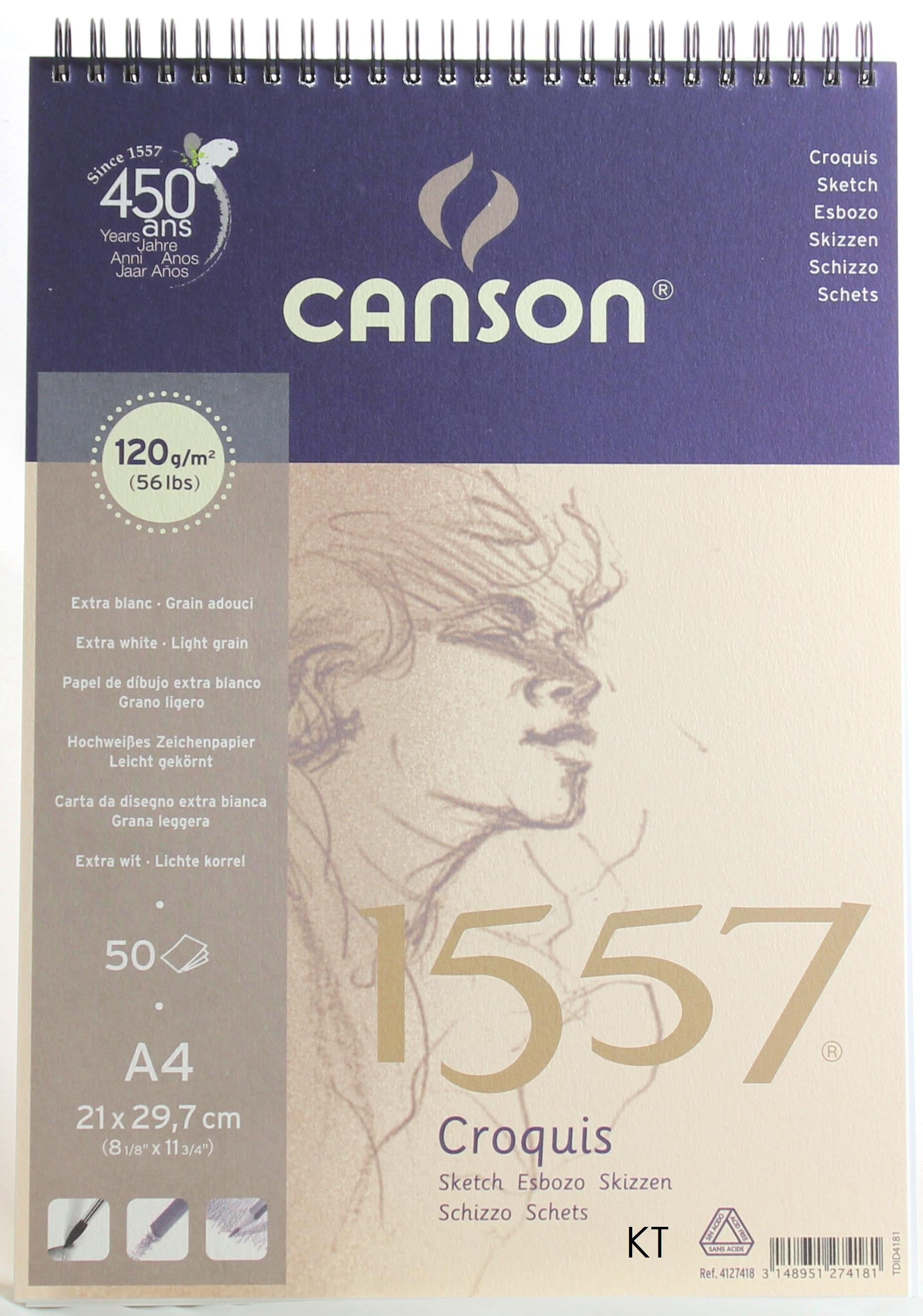 CANSON 1557 SPIRAL SKETCH PAD A4 120 GSM 50 SHEETS - Al Masam Stationery LLC