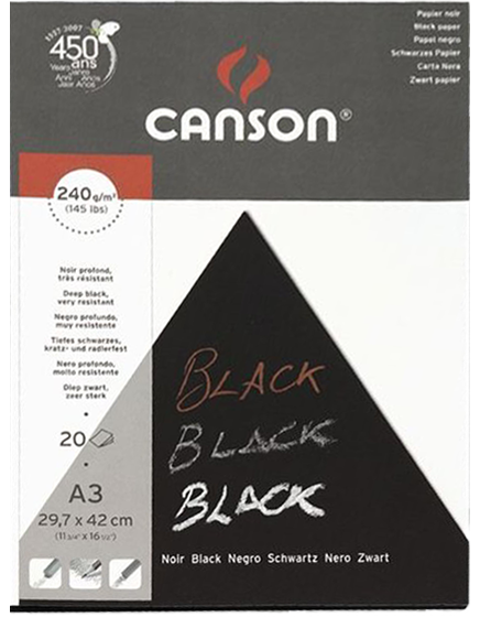 CANSON GRAPHIC ART PADS- DEEP BLACK PAD A3 240 GSM 20 SHEETS - Al Masam Stationery LLC Main image