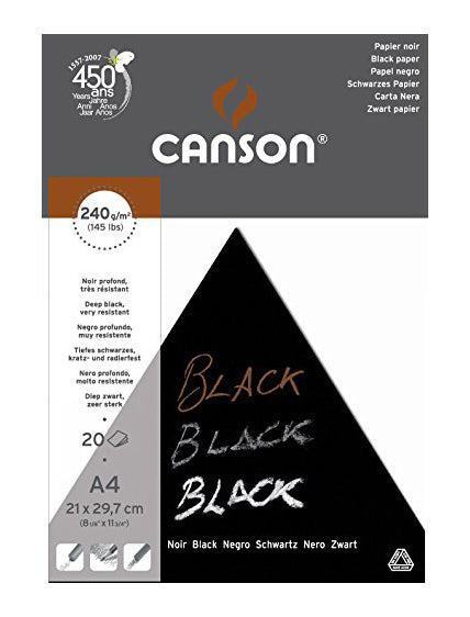 CANSON GRAPHIC ART PADS- DEEP BLACK PAD A4 240 GSM 20 SHEETS - Al Masam Stationery LLC Main image