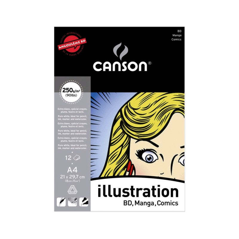 CANSON GRAPHIC ART PADS- ILLUSTRATION PAD A4 250 GSM 12 SHEETS - Al Masam Stationery LLC Main image