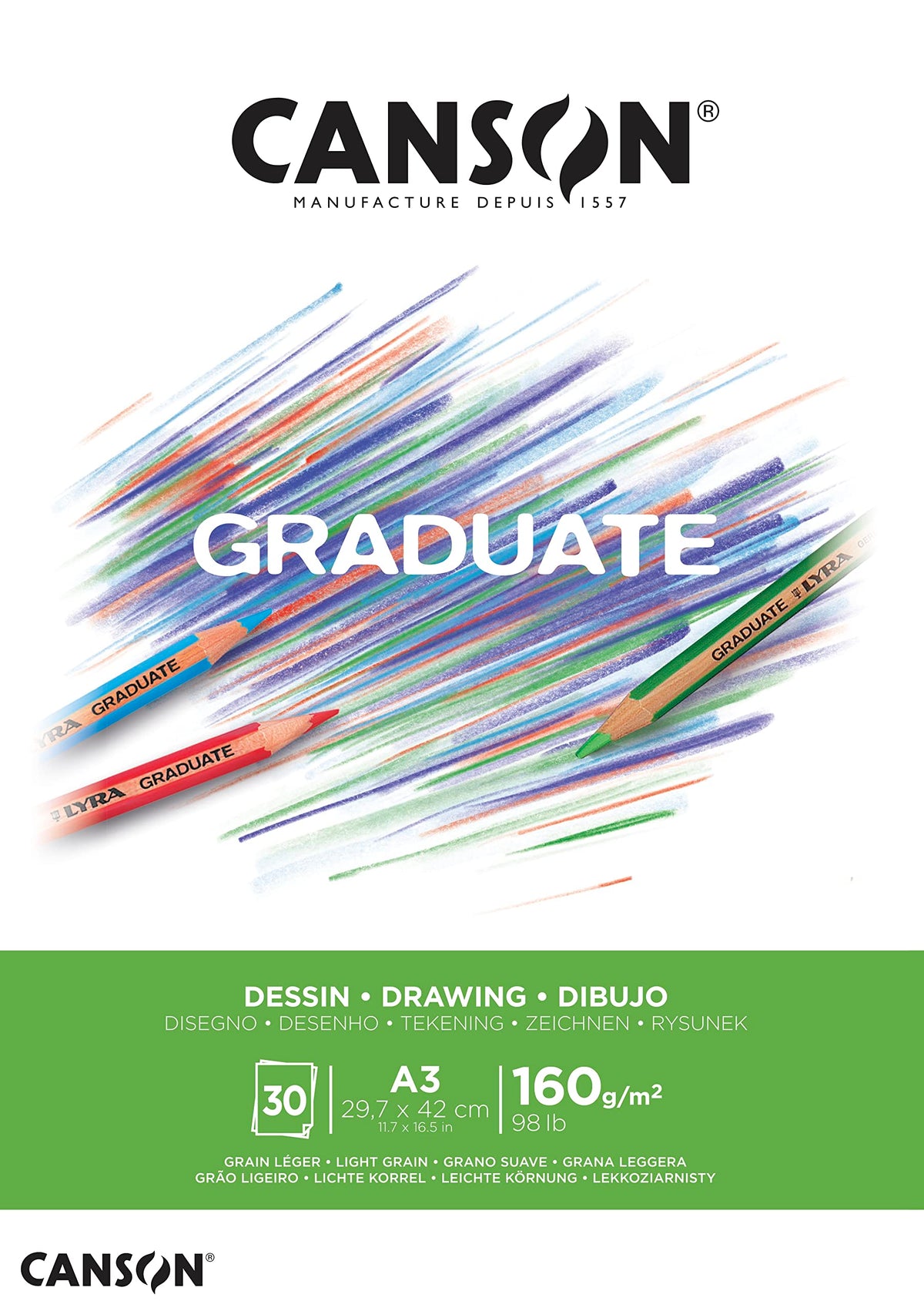Canson Graduate Drawing Pad A3 160gsm 30 Sheet White Paper - Al Masam Stationery LLC Main image