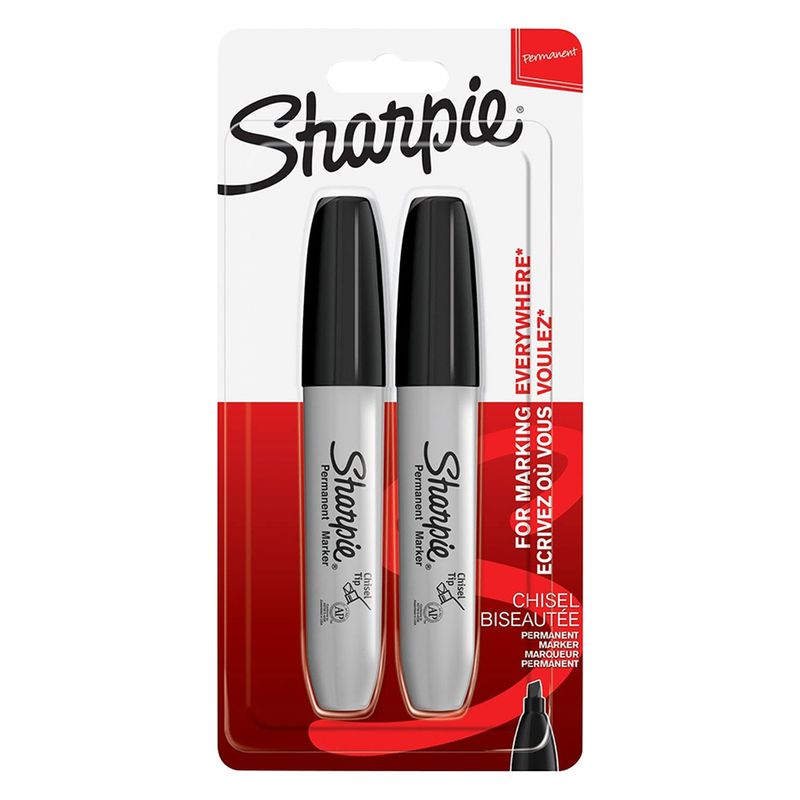 Sharpie Chisel Tip Black Ink Permanent Marker 2 Pieces - Al Masam Stationery LLC