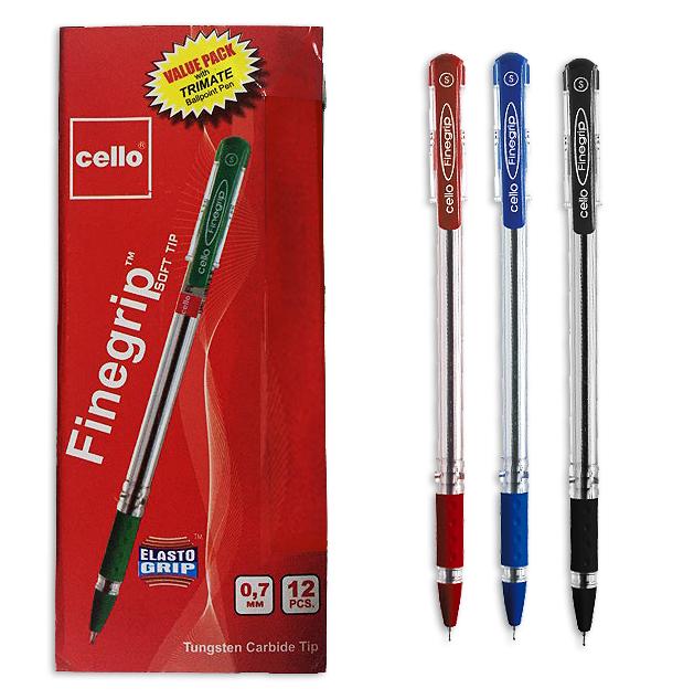 Pen Cello Fine-grip - Red - Al Masam Stationery LLC