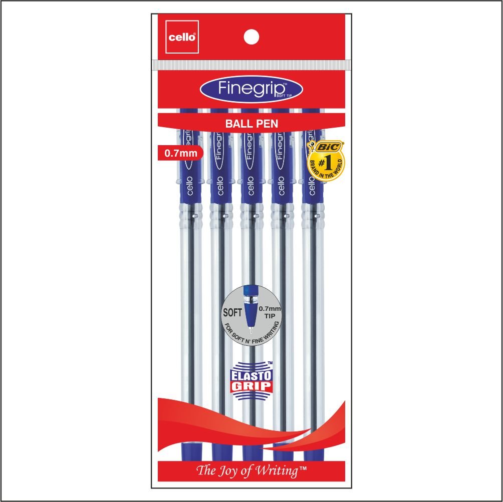 Cello Finegrip .7mm 5 PC Pouch Assorted - Al Masam Stationery LLC Main image