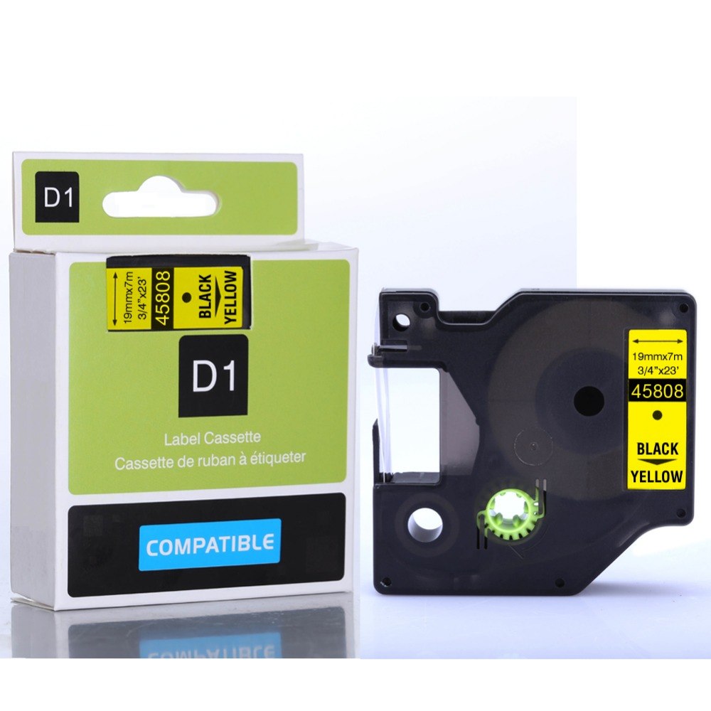Dymo S0720880 D1 45808 Tape 19mm x 7m Black on Yellow - Al Masam Stationery LLC