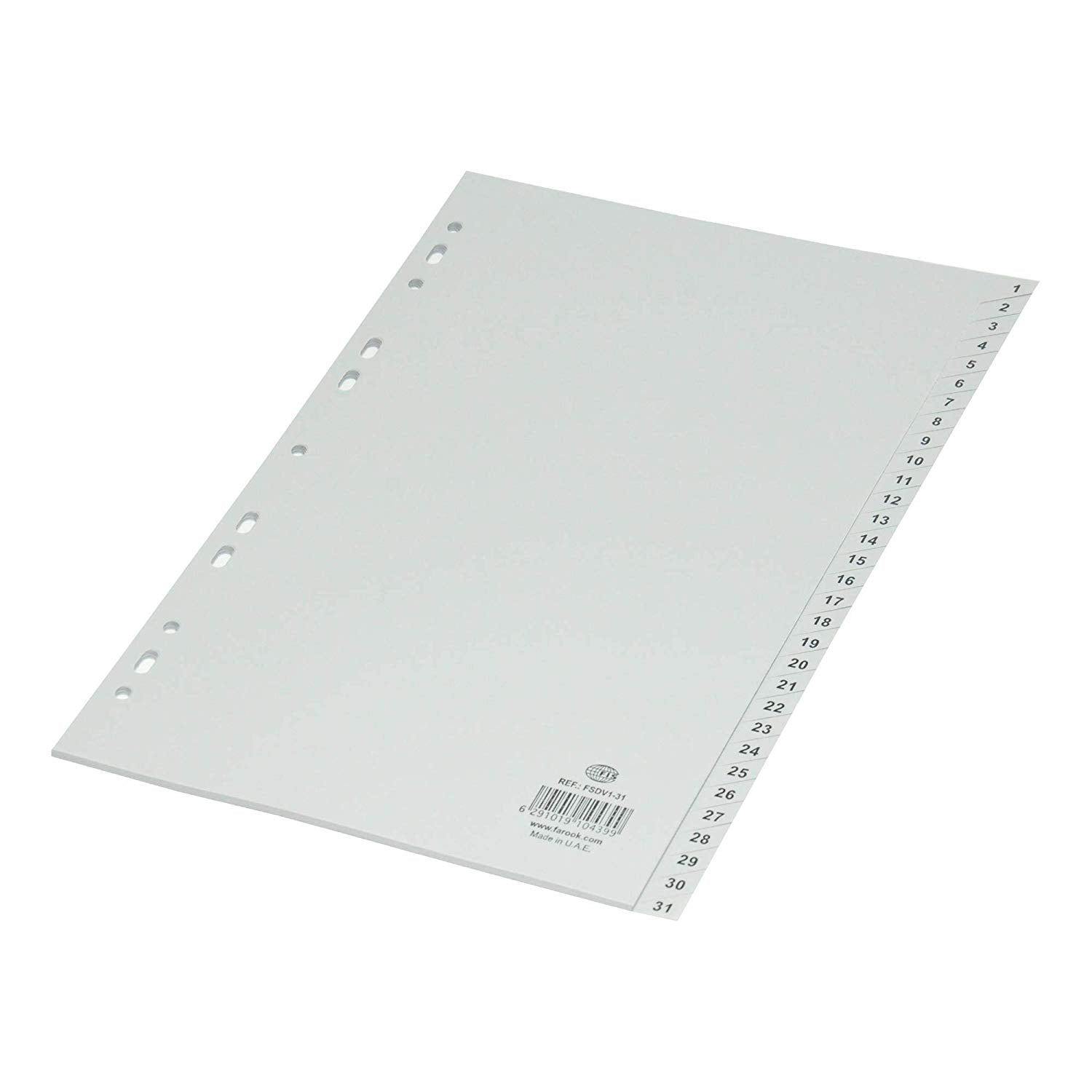 Clipp Plastic Col Divider A4 1-31 - Al Masam Stationery LLC Main image
