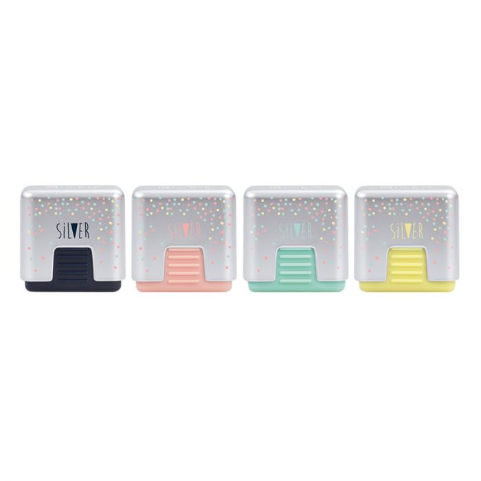 School 430 Silver soft synthetic rubber erasers with protective case - Al Masam Stationery LLC