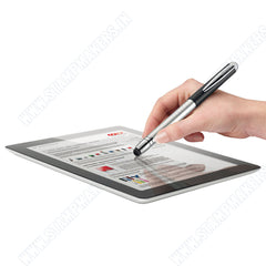 Stamp included – full metal construction. Imprint possible despite the slim design (3 lines), size: 8x33mm. Special cover with unique magnetic cap. Integrated touch screen stylus. Aluminium parts for personalisation with laser engraving. High quality stamp included with writing ballpoint pen. Pre-filled ink in the stamp will give 5 Thousand impressions. Directions for Usage: The imprint for the rubber stamp pad has to be customized by the buyer at their own end. Included Components: 1 Unit of the Product.