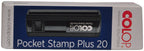 This COLOP Pocket Stamp Plus 20 ruby with a pad in blue is a compact and convenient stamp for all your personal and professional needs. The high-quality ruby color ensures longevity and the blue pad ensures clear imprints. Perfect for on-the-go use and efficient marking on important documents.  Body Material: Plastic; Stamp Material: Rubber; Color: Ruby Stamp Pad Color: Blue Pad Size (LxBxH): 7.3 2 2 Cm Features: 10 Thousand Impression In Each Refilling Included Components: 1 Unit of the Product