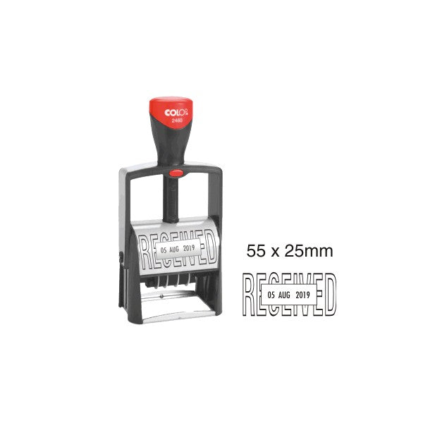 Efficiently label and organize your documents with the Colop s.i. Dater 27x58 stamp. This high-quality stamp boasts a 27x58mm imprint for clear and crisp impressions. Perfect for workplace use, this stamp is a must-have for any professional looking for a reliable marking tool. Main image