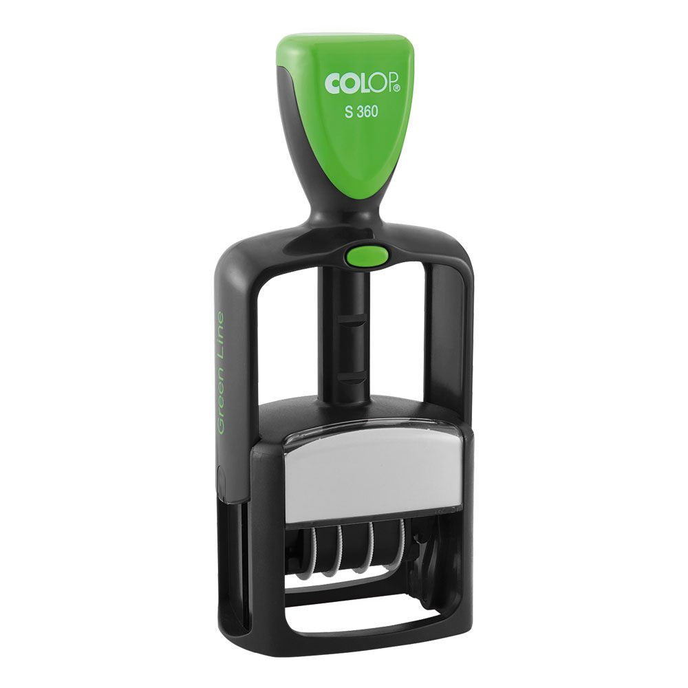 With the COLOP S.I STAMP 30X45 (5203), you can easily and efficiently create clean and professional impressions. Featuring a 30x45 mm stamp, this product allows for precise and accurate markings. Save time and effort with the reliable and durable COLOP S.I STAMP 30X45 (5203).  Plastic (A special resistant combination of ABS and POM) framed self-inking text stamp. Generates a day/month/year date format surrounded by an individual text in a rectangular size. Main image