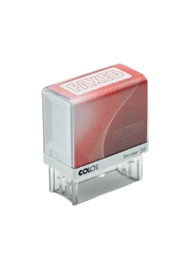 Introducing COLOP STAMP FAXED IN BLISTER PACK - the perfect tool for efficient and organized document processing. The blister pack design ensures secure storage and easy access, while the bold "FAXED" stamp leaves a clear and professional mark. Upgrade your office workflow with COLOP STAMP FAXED BLISTER PACK. Main image