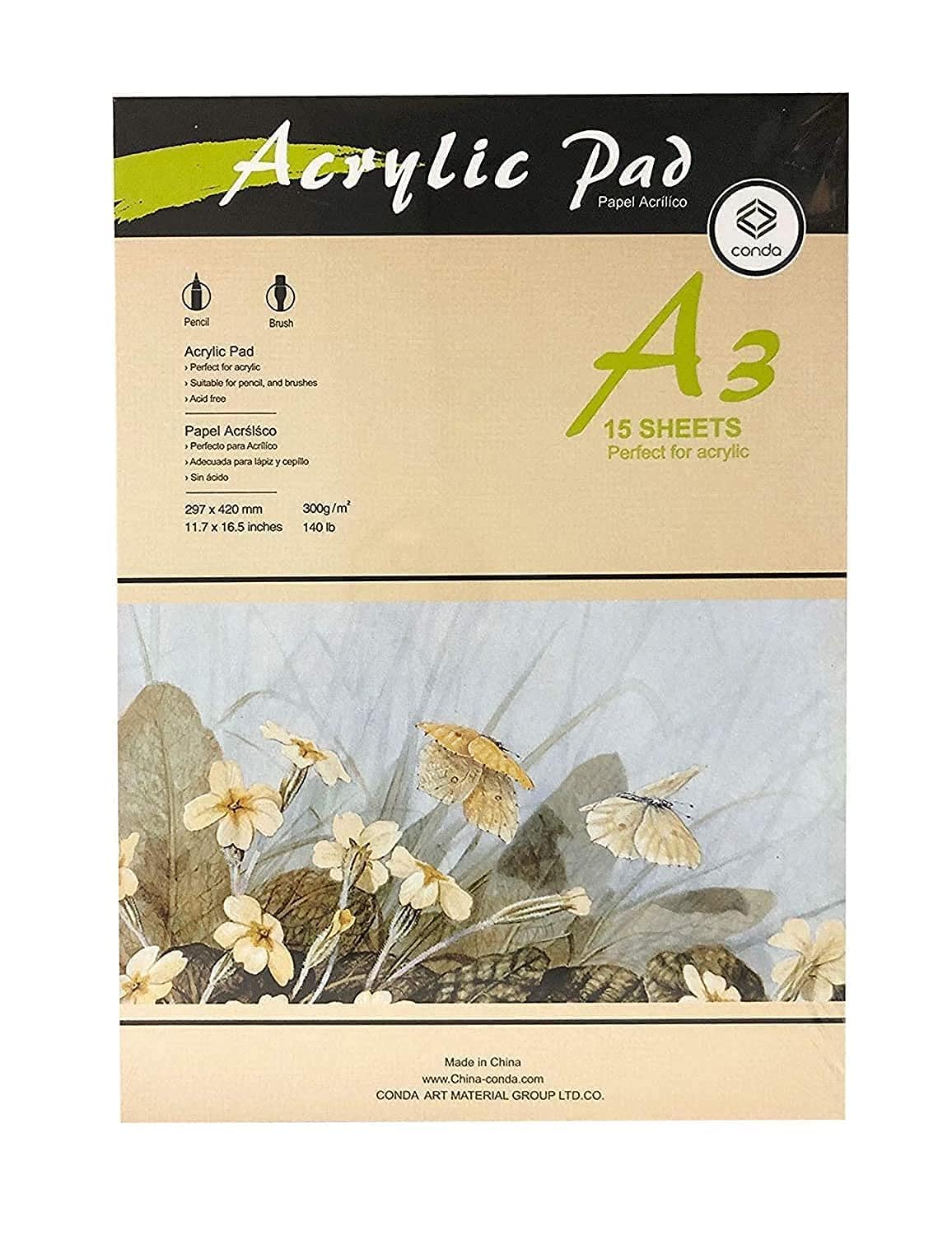 Conda Group Acrylic Pad A3 300g 15 sheet - Al Masam Stationery LLC Main image