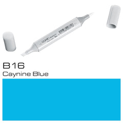 Introducing the COPIC SKETCH MARKER B16 CYANINE BLUE - a must-have for artists and designers. With its rich, pigment-based ink and versatile brush and chisel tips, it allows for precise and vibrant coloring. Achieve professional results every time with this high-quality marker.
