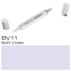 This COPIC SKETCH MARKER BV11 SOFT VIOLET is a must-have for any artist or designer. With its soft violet shade, this marker adds a touch of elegance and depth to any project. Its high-quality ink and flexible brush tip allow for precise and smooth lines, making it a versatile tool for all your creative needs. With COPIC, bring your ideas to life with vibrant and rich colors.