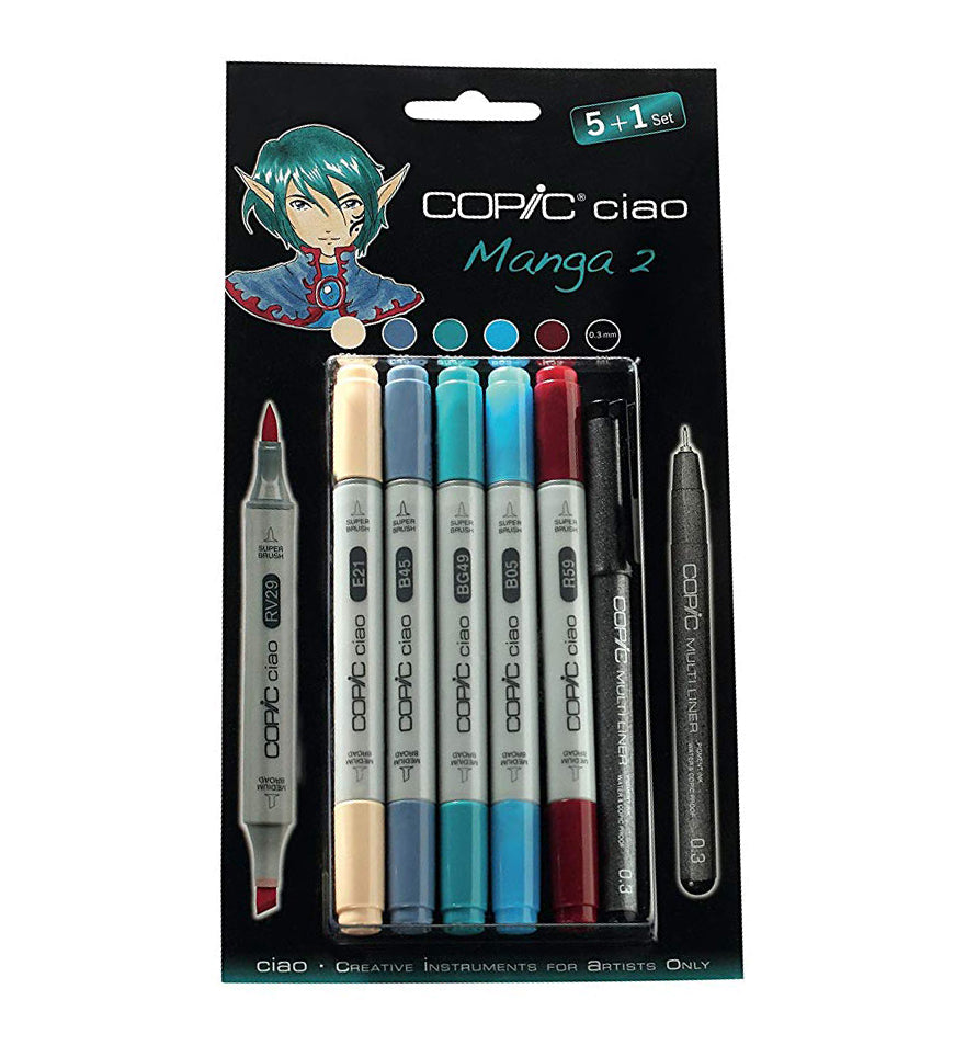Elevate your manga artwork with the COPIC ciao Set Manga 2. Featuring high-quality and versatile COPIC markers, this set is perfect for creating vibrant and detailed illustrations. With a wide range of colors to choose from, you can bring your characters to life with ease. Become a manga master with the COPIC ciao Set Manga 2. Main image