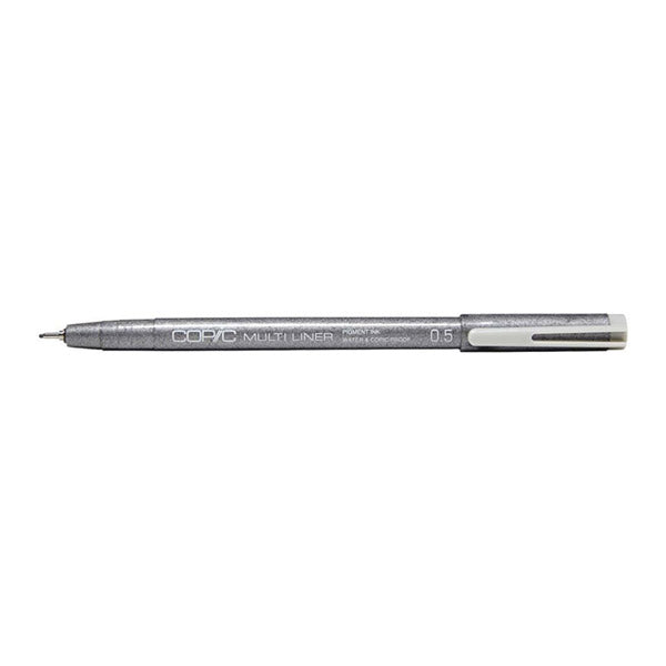This Copic Multiliner in cool grey features a 0.5mm tip for precise and consistent lines. Perfect for artists and designers, the archival quality ink resists fading and is waterproof, making it ideal for long-lasting artwork. Get professional, precise results with this high-quality pen. Main image