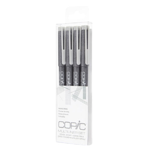 Enhance your artwork with precision and control using the Copic Multiliner Cool Grey Set. With four different nib sizes (0.05, 0.1, 0.3, and 0.5mm), you can achieve fine lines, bold strokes, and everything in between. These durable cool grey markers provide consistent and fade-resistant results for your creative projects. Main image