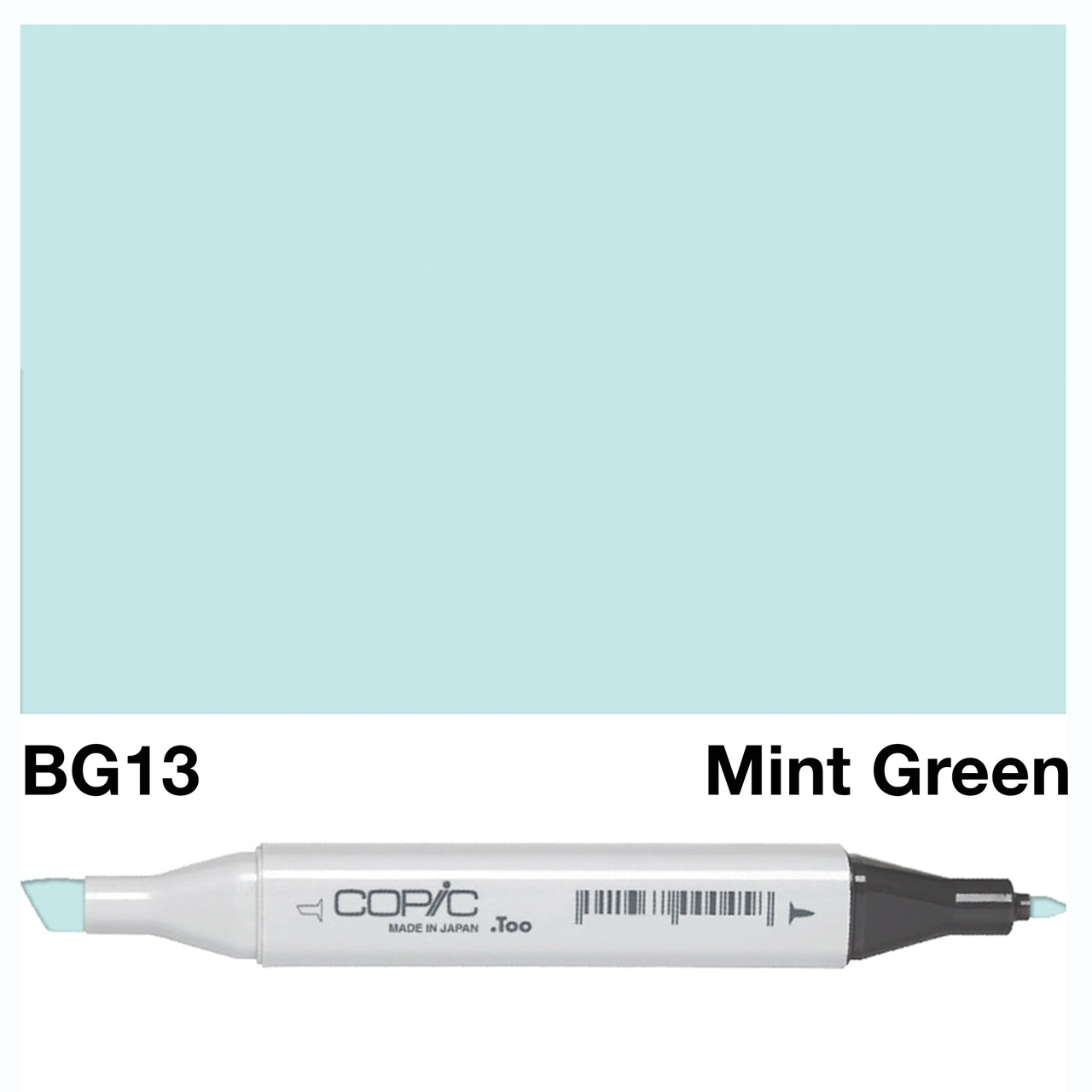 Enhance your artwork with the COPIC SKETCH MARKER BG 13 MINT GREEN. Made with a high-quality alcohol-based ink, this marker provides smooth, vibrant color and is blendable for stunning effects. Its medium brush tip and fine tip offer versatility for precise detailing and broad, sweeping strokes. Perfect for professionals and hobbyists alike. Main image