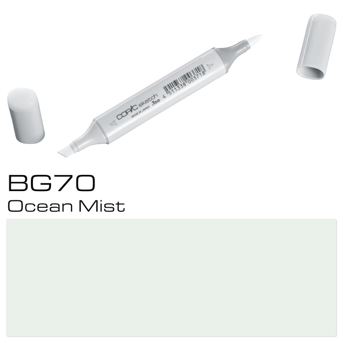 Crafted for precision and versatility, the COPIC SKETCH MARKER BG70 Ocean Mist is the ideal tool for any artist. Its rich pigment and vibrant color allows for smooth, seamless blending and shading. With its waterproof and fade-resistant ink, your creations will last for years to come.