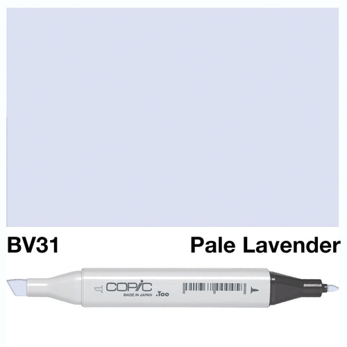 The COPIC SKETCH MARKER BV 31 PALE LAVENDER is a must-have for any artist or designer. Its high-quality brush tip and alcohol-based ink ensure vivid and long-lasting colors, while its ergonomic design allows for effortless use. With its unique pale lavender shade, this marker is perfect for adding subtle highlights and accents to your artwork. Elevate your creations with the COPIC SKETCH MARKER BV 31 PALE LAVENDER. Main image