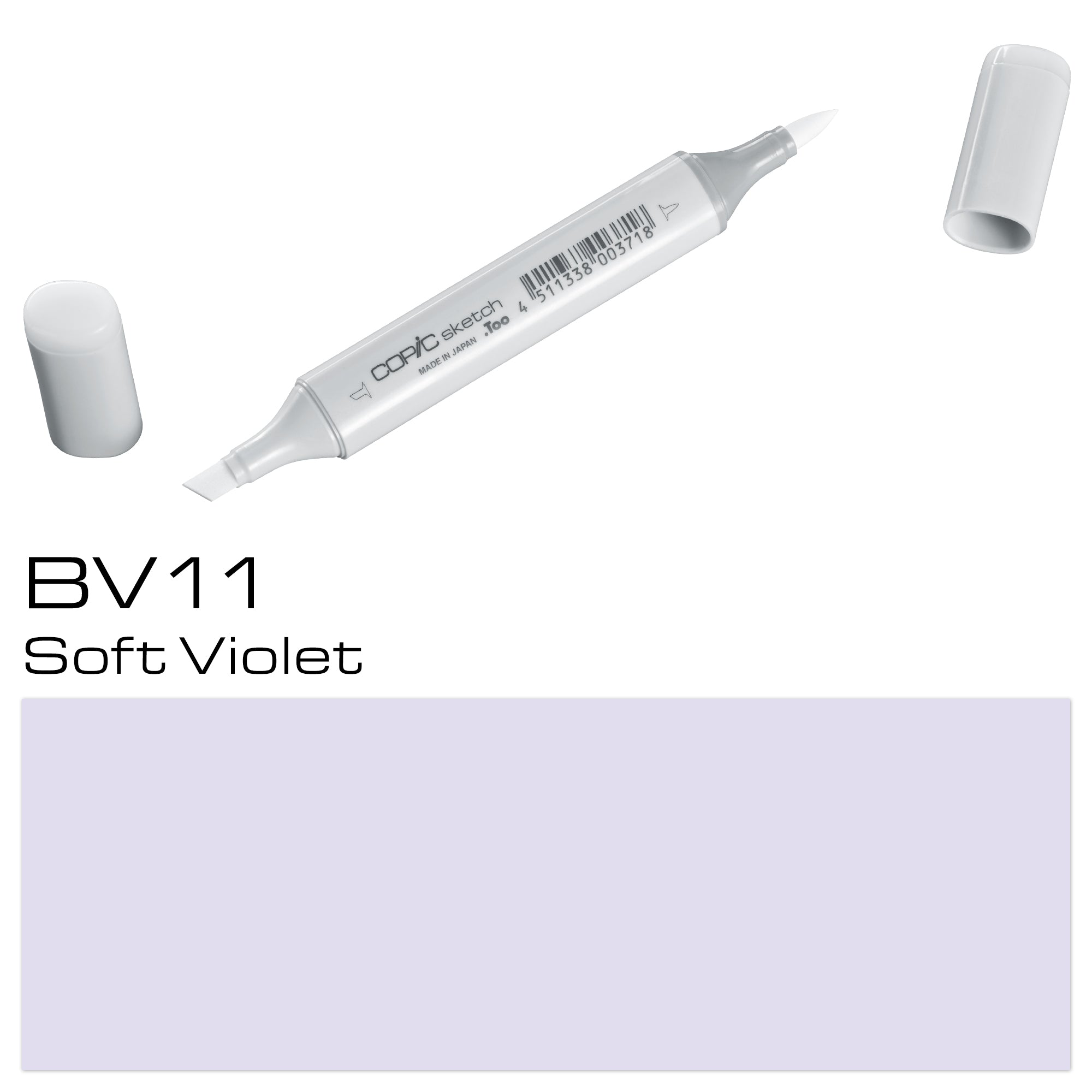 This COPIC SKETCH MARKER BV11 SOFT VIOLET is a must-have for any artist or designer. With its soft violet shade, this marker adds a touch of elegance and depth to any project. Its high-quality ink and flexible brush tip allow for precise and smooth lines, making it a versatile tool for all your creative needs. With COPIC, bring your ideas to life with vibrant and rich colors. Main image
