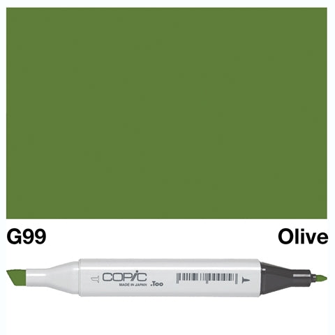 The COPIC SKETCH MARKER G 99 OLIVE is an essential tool for artists and designers. With its high-quality ink and versatile brush tip, this marker allows for smooth and precise lines, making it perfect for shading and coloring. Its rich, olive color adds depth and dimension to any piece. Main image
