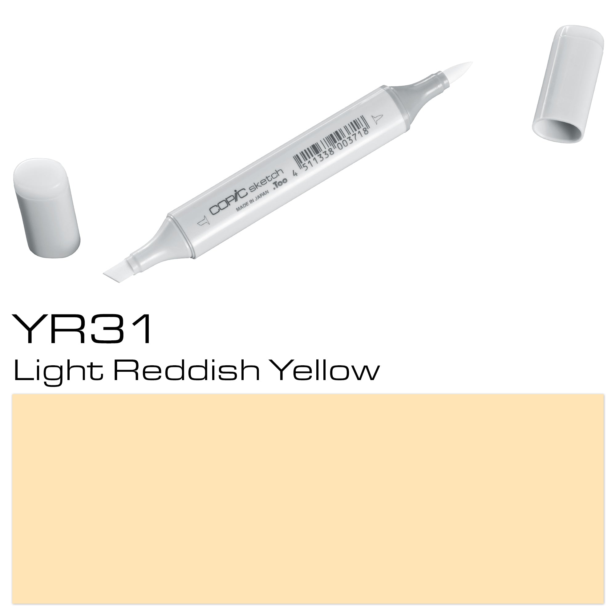 Copic Sketch Marker Yr31 in Light Reddish Yellow, showcasing the brush tip and vibrant ink color. Main image