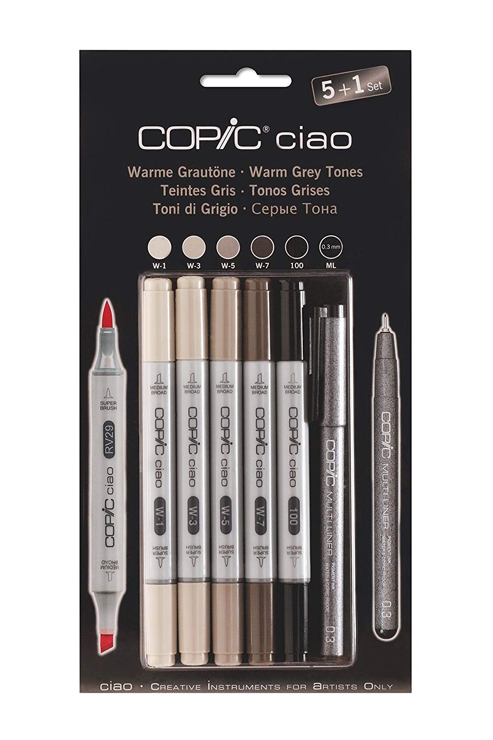 Expertly blend warm greys with the COPIC ciao Set Warm Grey Tones. Perfect for shading and adding depth to your illustrations and designs, these markers are a must-have for any artist or designer. With their high-quality and precision, achieve professional results every time. Main image