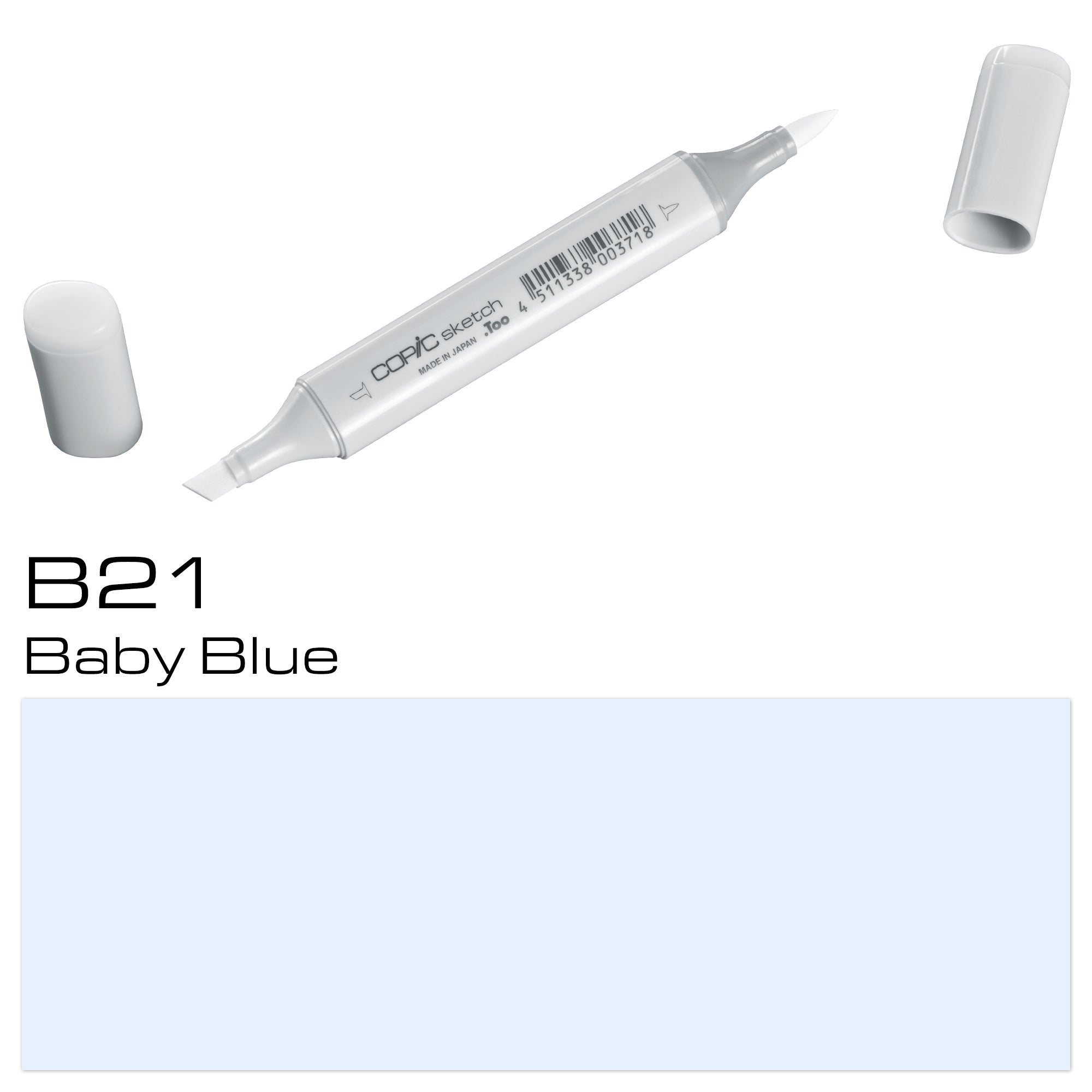 The COPIC SKETCH MARKER B21 BABY BLUE is an essential tool for artists and designers. With its vibrant and long-lasting ink, you can achieve accurate and smooth lines. Its wide range of colors allows for endless creative possibilities. Crafted with precision and expertise, this marker is a must-have for any creative professional. Main image