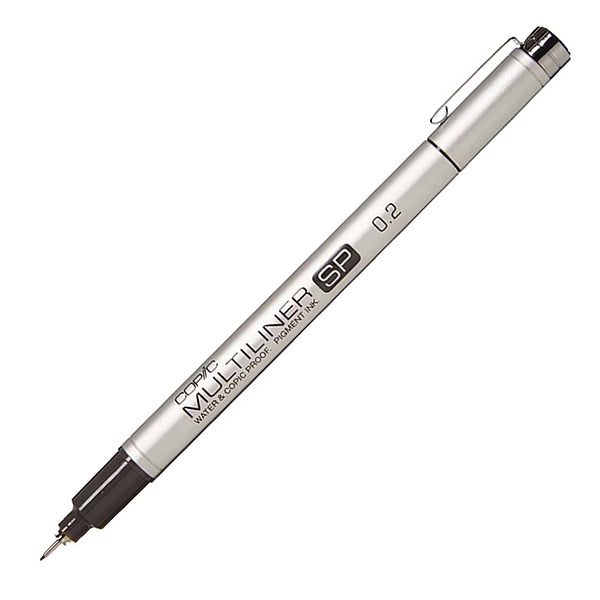 Expertly sketch and outline with the Copic Multiliner Size 0.2 Black Pen. Its precise tip and waterproof ink provide 0.2mm of precise lines while remaining fade-resistant. Create detailed, professional illustrations with this industry-grade pen. Main image