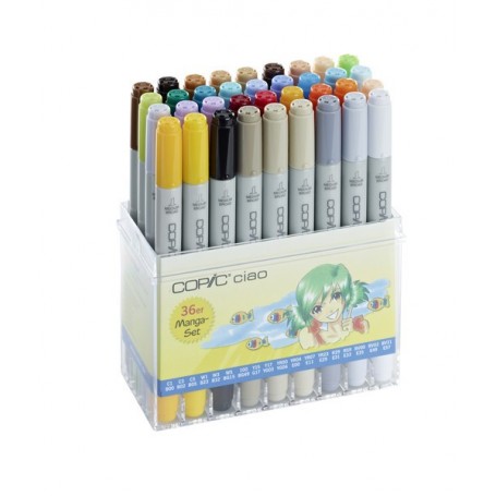 Expertly create your own manga illustrations with the COPIC ciao Manga Starter Set. This set includes a range of high-quality markers, perfect for creating vibrant and detailed artwork. With their alcohol-based ink and replaceable nibs, these markers provide precision and longevity, making them a must-have for any manga artist. Main image