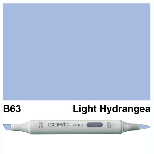 Unlock your creativity with the COPIC CIAO MARKER B 63 LIGHT HYDRANGEA. This versatile marker features a vibrant light hydrangea color to add depth to your artwork. With its fine tip, you can easily create precise lines and blend colors for stunning effects. Elevate your art with the COPIC CIAO MARKER B 63 LIGHT HYDRANGEA. Main image