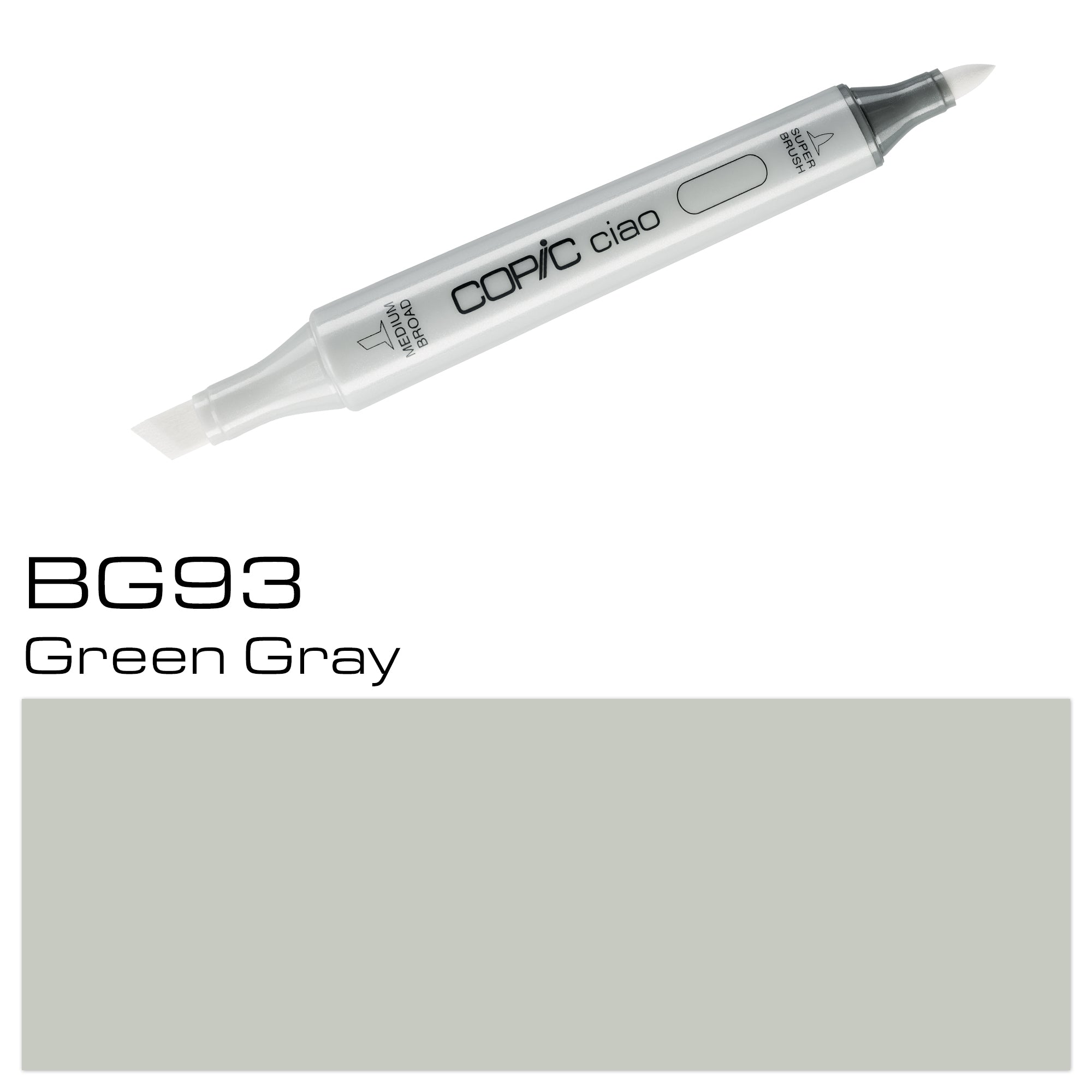 Experience the smooth, effortless strokes of the COPIC CIAO MARKER BG 93 GREEN GRAY. With its innovative design and high-quality ink, this marker allows for precise and detailed coloring. Achieve a natural and muted green-gray hue for your artwork with this versatile marker. Main image