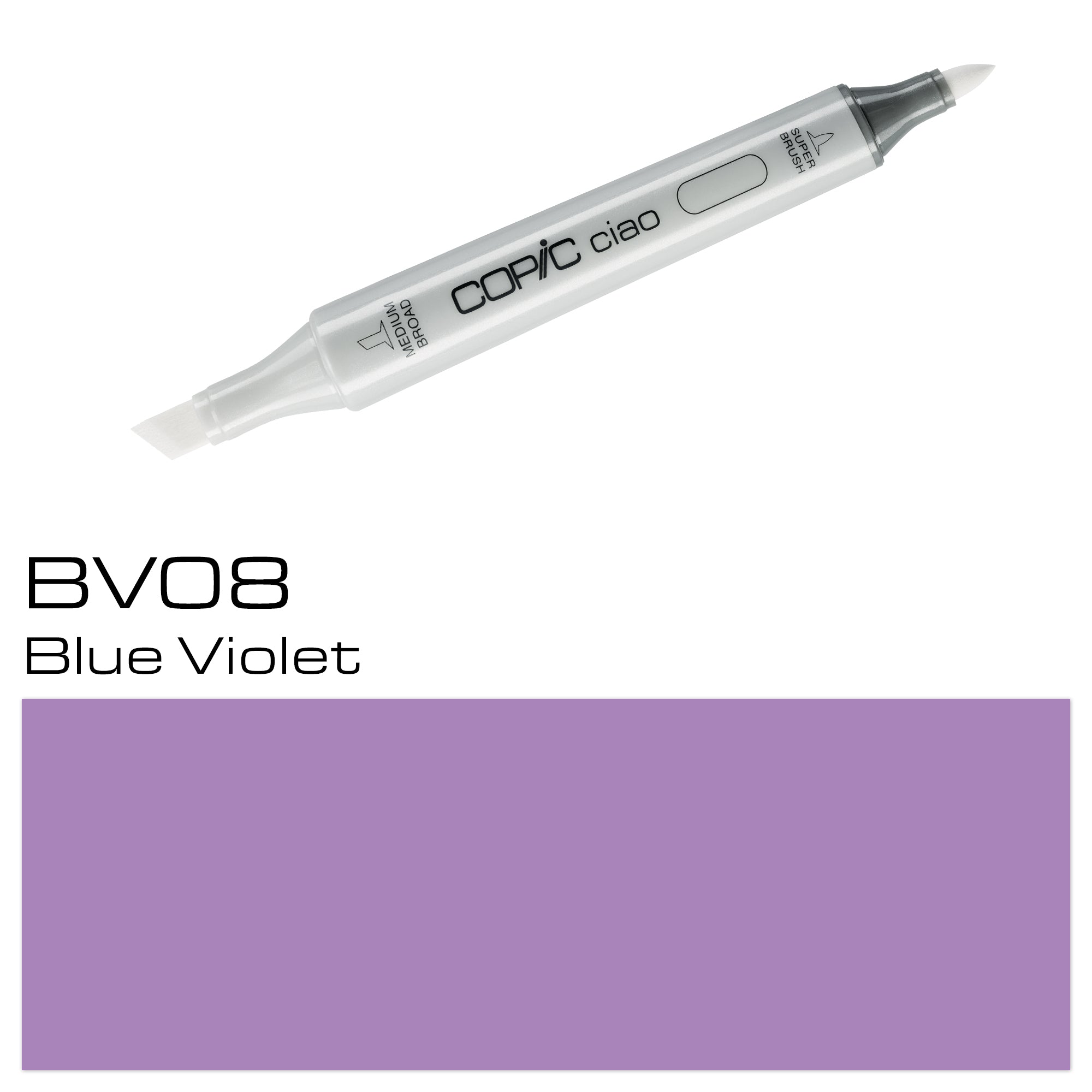 Introducing the COPIC CIAO MARKER BV 08 BLUE VIOLET - the perfect addition to any artist's collection. With its high-quality, alcohol-based ink and a wide range of colors, this marker offers smooth and vibrant strokes. Achieve precise and professional results with ease. Enhance your artwork now! Main image