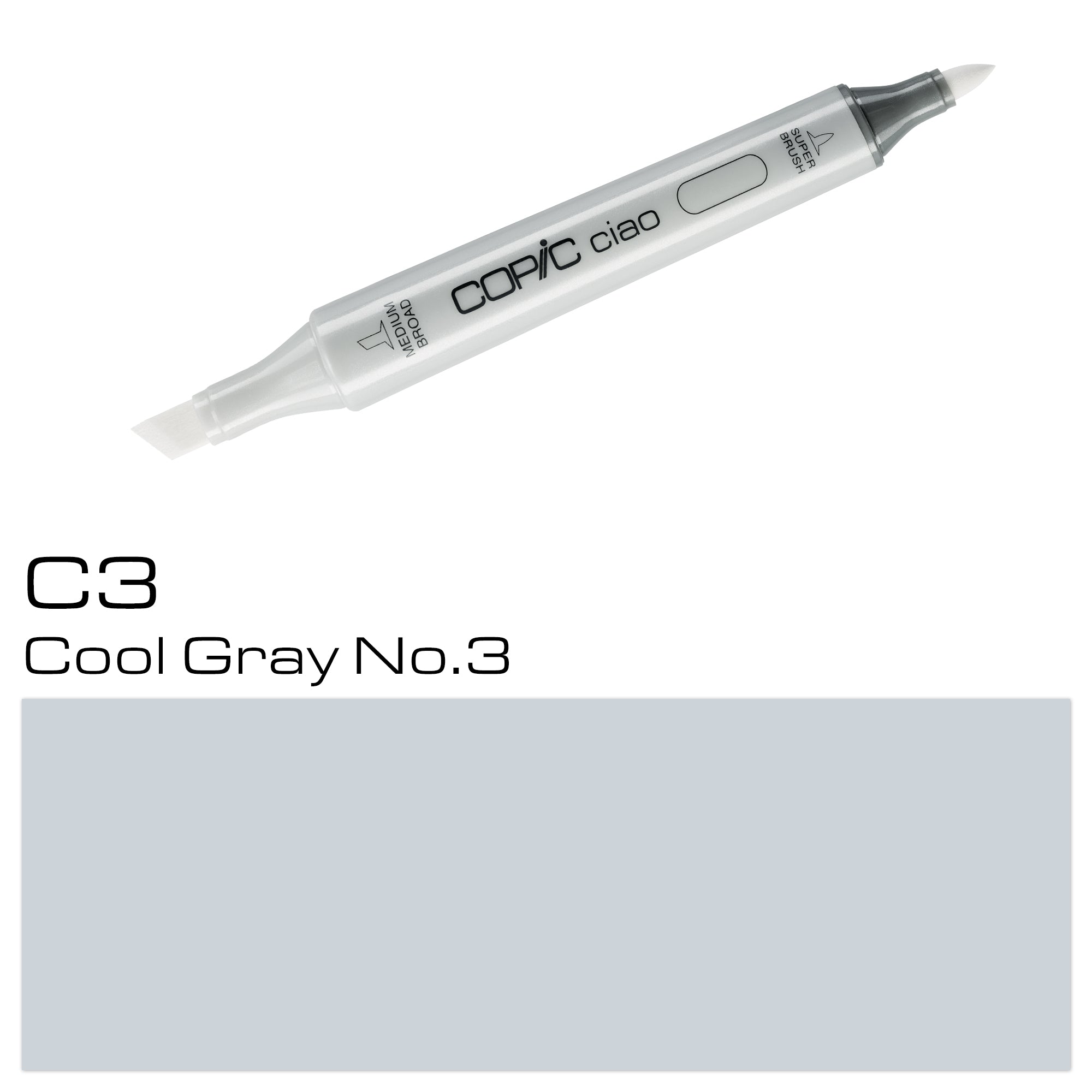 This COPIC CIAO MARKER C 3 COOL GREY is perfect for adding depth and dimension to your artwork. With its cool grey shade, it allows for smooth blending and shading, giving your work a professional touch. Crafted with high-quality materials, this marker is a must-have for any artist or illustrator looking to elevate their creations. Main image